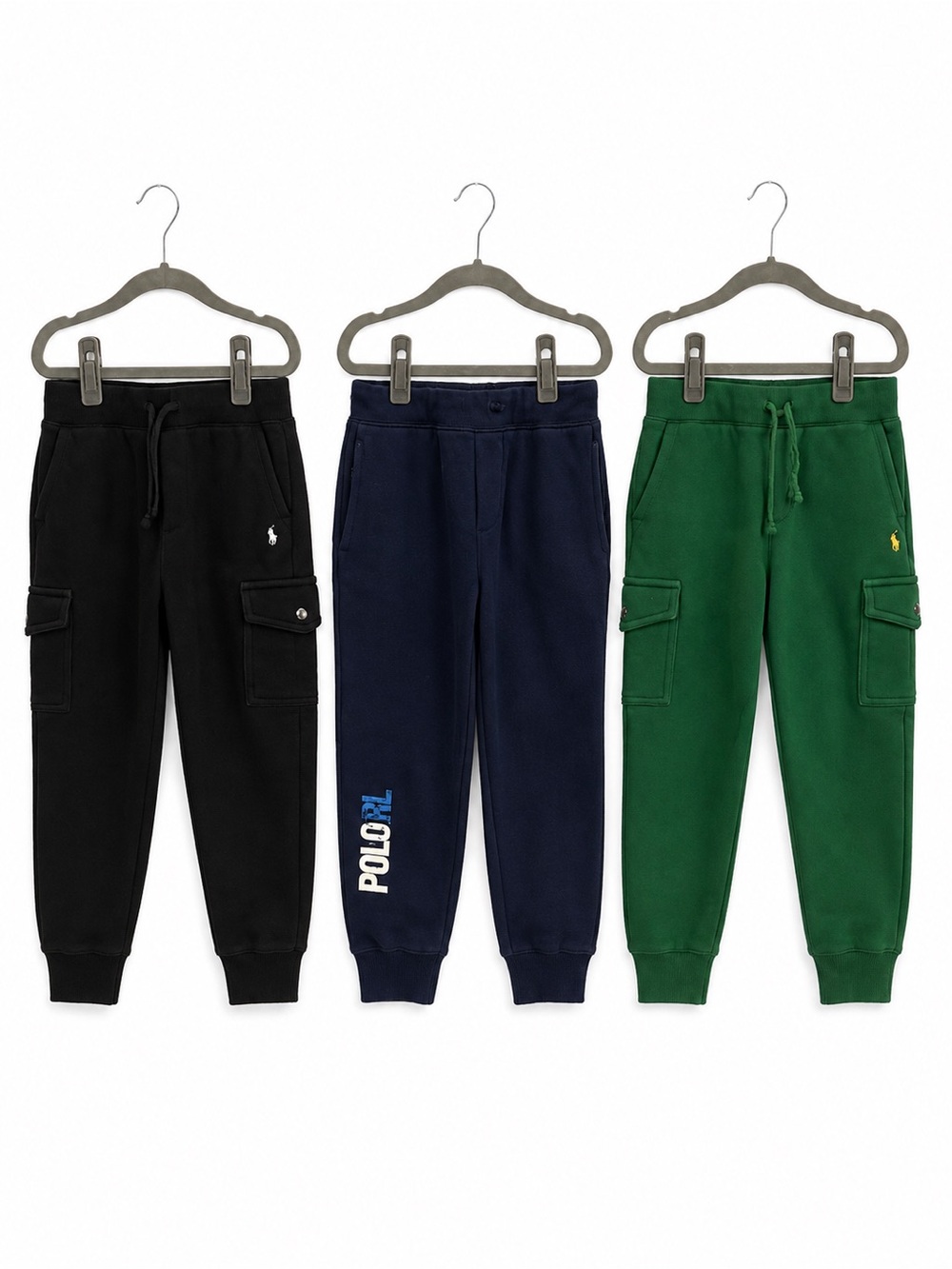 Polo by Ralph Lauren Kids' Sweatpants Trio in Black, Navy & Green